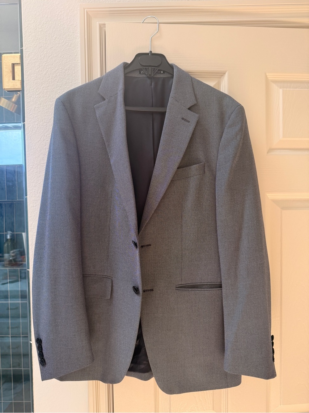 Zara Men's Charcoal Gray Two-Button Wool-Blend Blazer